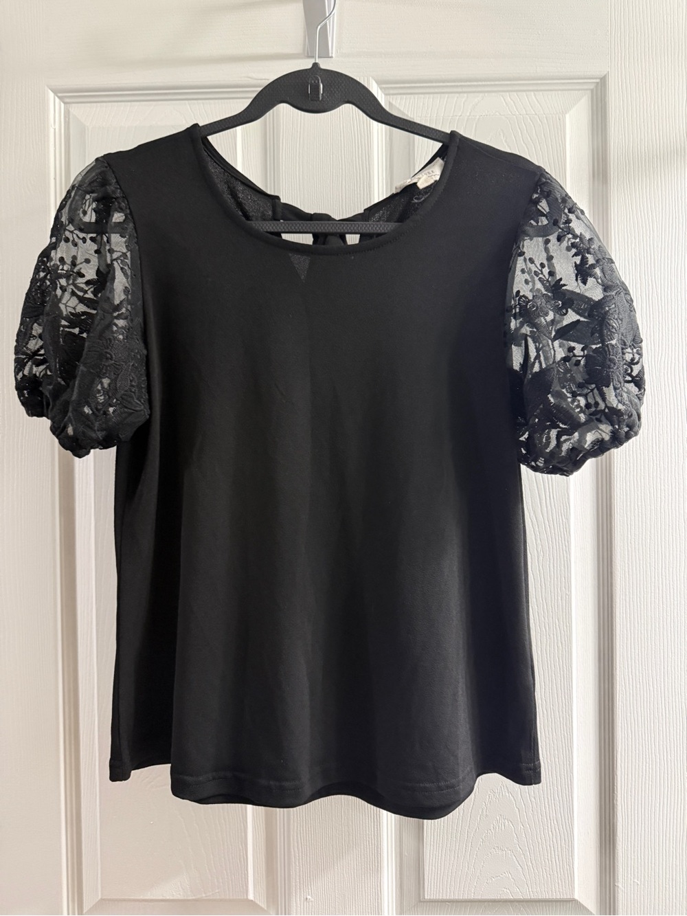 Black Puff-Sleeve Lace Blouse - Elegant Everyday Top